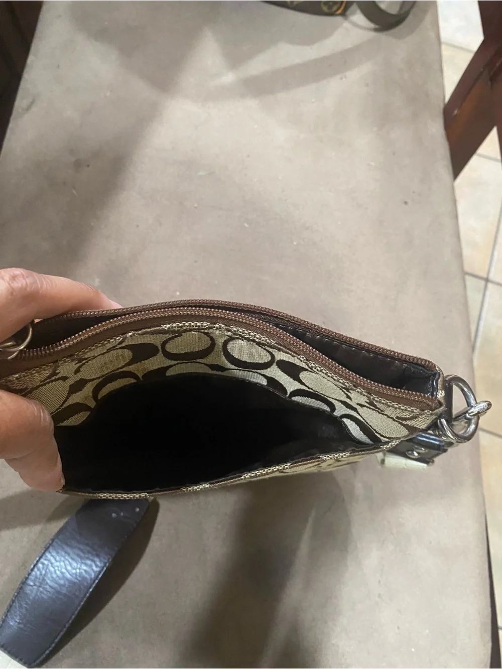 Coach Signature Messenger Bag in Khaki and Brown